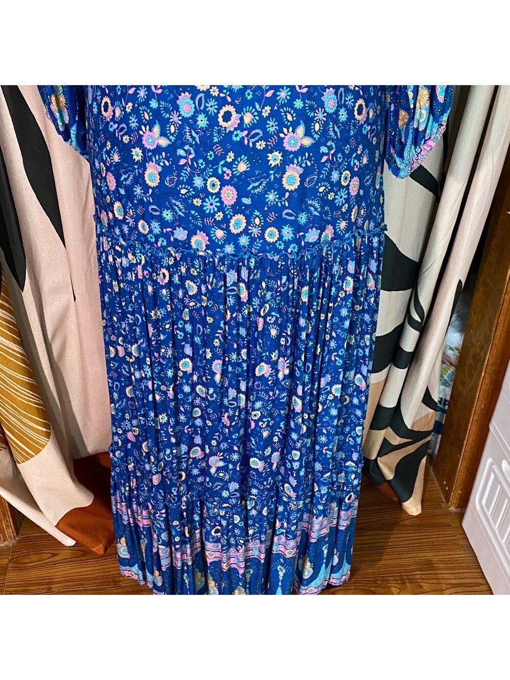 Bohemian Blue Floral Long Sleeve Dress - Picture 8 of 12